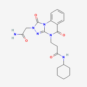 molecular formula C20H24N6O4 B2376475 3-[2-(carbamoylmethyl)-1,5-dioxo-1H,2H,4H,5H-[1,2,4]triazolo[4,3-a]quinazolin-4-yl]-N-cyclohexylpropanamide CAS No. 1251612-64-2