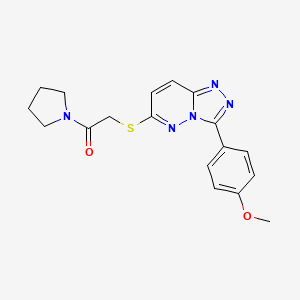 molecular formula C18H19N5O2S B2376491 2-((3-(4-Methoxyphenyl)-[1,2,4]triazolo[4,3-b]pyridazin-6-yl)thio)-1-(pyrrolidin-1-yl)ethanone CAS No. 852376-14-8
