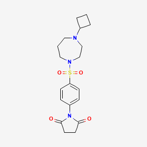 molecular formula C19H25N3O4S B2376492 1-(4-((4-Cyclobutyl-1,4-diazepan-1-yl)sulfonyl)phenyl)pyrrolidine-2,5-dione CAS No. 2309773-55-3