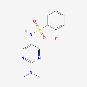 molecular formula C12H13FN4O2S B2376494 N-(2-(dimethylamino)pyrimidin-5-yl)-2-fluorobenzenesulfonamide CAS No. 1396846-20-0