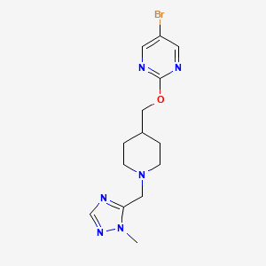 molecular formula C14H19BrN6O B2376496 5-Bromo-2-[[1-[(2-methyl-1,2,4-triazol-3-yl)methyl]piperidin-4-yl]methoxy]pyrimidine CAS No. 2380060-84-2