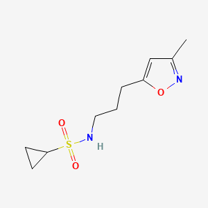 molecular formula C10H16N2O3S B2376501 N-(3-(3-methylisoxazol-5-yl)propyl)cyclopropanesulfonamide CAS No. 2034509-44-7
