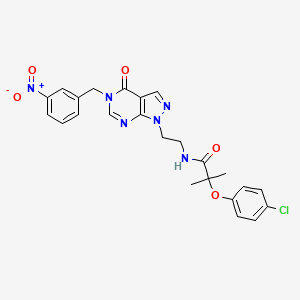 molecular formula C24H23ClN6O5 B2376504 2-(4-chlorophenoxy)-2-methyl-N-(2-(5-(3-nitrobenzyl)-4-oxo-4,5-dihydro-1H-pyrazolo[3,4-d]pyrimidin-1-yl)ethyl)propanamide CAS No. 921918-40-3