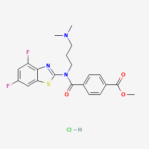 molecular formula C21H22ClF2N3O3S B2376510 Methyl 4-((4,6-difluorobenzo[d]thiazol-2-yl)(3-(dimethylamino)propyl)carbamoyl)benzoate hydrochloride CAS No. 1219183-20-6