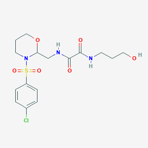 molecular formula C16H22ClN3O6S B2376515 N'-[[3-(4-氯苯基)磺酰基-1,3-恶嗪烷-2-基]甲基]-N-(3-羟基丙基)草酰胺 CAS No. 872724-64-6
