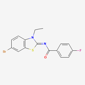 molecular formula C16H12BrFN2OS B2376516 N-(6-bromo-3-ethyl-1,3-benzothiazol-2-ylidene)-4-fluorobenzamide CAS No. 865544-26-9