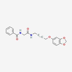 molecular formula C20H18N2O5 B2376524 N-(2-((4-(benzo[d][1,3]dioxol-5-yloxy)but-2-yn-1-yl)amino)-2-oxoethyl)benzamide CAS No. 1448044-70-9