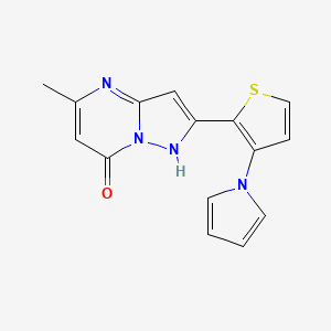 molecular formula C15H12N4OS B2376527 5-methyl-2-[3-(1H-pyrrol-1-yl)-2-thienyl]pyrazolo[1,5-a]pyrimidin-7-ol CAS No. 477888-69-0