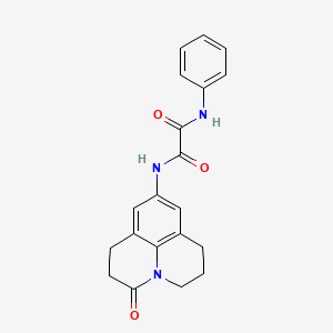 molecular formula C20H19N3O3 B2376528 N1-(3-oxo-1,2,3,5,6,7-hexahydropyrido[3,2,1-ij]quinolin-9-yl)-N2-phenyloxalamide CAS No. 898423-26-2