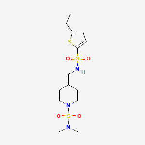 molecular formula C14H25N3O4S3 B2376529 4-(((5-乙硫代苯)-2-磺酰胺)甲基)-N,N-二甲基哌啶-1-磺酰胺 CAS No. 2320668-27-5