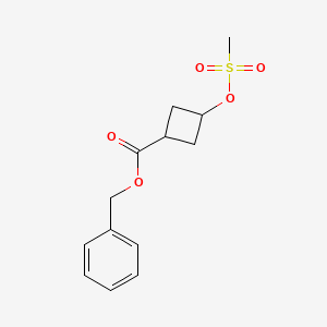 molecular formula C13H16O5S B2376533 苯甲酸苄酯 3-(甲磺酰氧基)环丁烷甲酯 CAS No. 929913-27-9