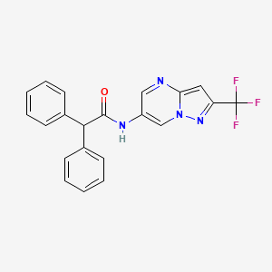 molecular formula C21H15F3N4O B2376537 2,2-diphenyl-N-[2-(trifluoromethyl)pyrazolo[1,5-a]pyrimidin-6-yl]acetamide CAS No. 2034583-24-7