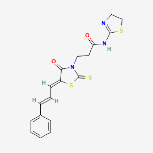 N-(4,5-dihydrothiazol-2-yl)-3-((Z)-4-oxo-5-((E)-3-phenylallylidene)-2-thioxothiazolidin-3-yl)propanamide