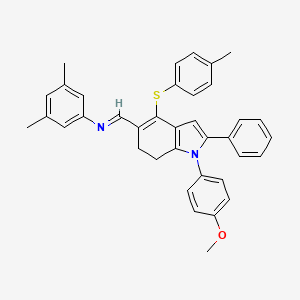 N-((E)-{1-(4-methoxyphenyl)-4-[(4-methylphenyl)sulfanyl]-2-phenyl-6,7-dihydro-1H-indol-5-yl}methylidene)-3,5-dimethylaniline