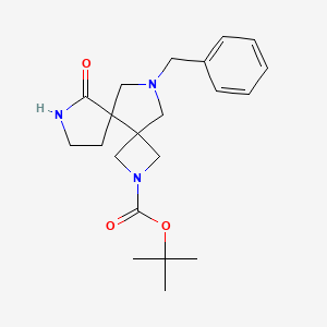 molecular formula C21H29N3O3 B2376553 11-Benzyl-6-oxo-2,7,11-triaza-dispiro[3.0.4.3]dodecane-2-carboxylic acid tert-butyl ester CAS No. 1341035-14-0