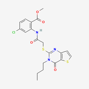 Methyl 2-({[(3-butyl-4-oxo-3,4-dihydrothieno[3,2-d]pyrimidin-2-yl)sulfanyl]acetyl}amino)-4-chlorobenzoate