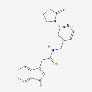 molecular formula C20H20N4O2 B2376573 2-(1H-indol-3-yl)-N-((2-(2-oxopyrrolidin-1-yl)pyridin-4-yl)methyl)acetamide CAS No. 2034586-02-0