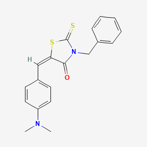 molecular formula C19H18N2OS2 B2376577 (E)-3-benzyl-5-(4-(dimethylamino)benzylidene)-2-thioxothiazolidin-4-one CAS No. 23619-08-1
