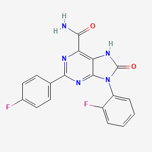 molecular formula C18H11F2N5O2 B2376590 9-(2-fluorophenyl)-2-(4-fluorophenyl)-8-oxo-8,9-dihydro-7H-purine-6-carboxamide CAS No. 898446-13-4