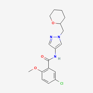 molecular formula C17H20ClN3O3 B2376601 5-chloro-2-methoxy-N-(1-((tetrahydro-2H-pyran-2-yl)methyl)-1H-pyrazol-4-yl)benzamide CAS No. 2034372-76-2