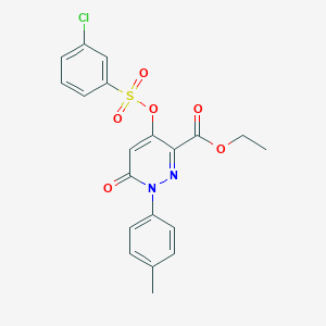 molecular formula C20H17ClN2O6S B2376616 Ethyl 4-(((3-chlorophenyl)sulfonyl)oxy)-6-oxo-1-(p-tolyl)-1,6-dihydropyridazine-3-carboxylate CAS No. 899959-65-0