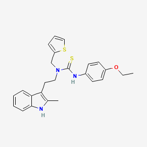 molecular formula C25H27N3OS2 B2376619 3-(4-ethoxyphenyl)-1-(2-(2-methyl-1H-indol-3-yl)ethyl)-1-(thiophen-2-ylmethyl)thiourea CAS No. 686751-47-3