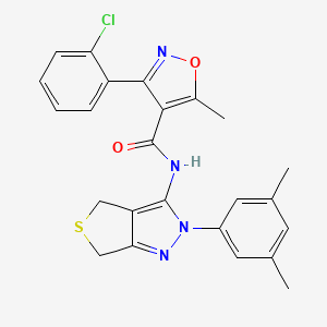 molecular formula C24H21ClN4O2S B2376627 3-(2-chlorophenyl)-N-(2-(3,5-dimethylphenyl)-4,6-dihydro-2H-thieno[3,4-c]pyrazol-3-yl)-5-methylisoxazole-4-carboxamide CAS No. 396722-79-5