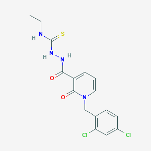 molecular formula C16H16Cl2N4O2S B2376635 2-{[1-(2,4-dichlorobenzyl)-2-oxo-1,2-dihydro-3-pyridinyl]carbonyl}-N-ethyl-1-hydrazinecarbothioamide CAS No. 242471-89-2