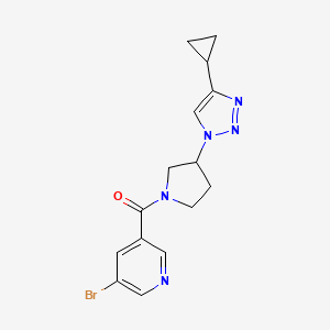 molecular formula C15H16BrN5O B2376637 (5-溴吡啶-3-基)(3-(4-环丙基-1H-1,2,3-三唑-1-基)吡咯烷-1-基)甲酮 CAS No. 2034302-84-4