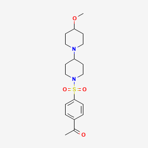 molecular formula C19H28N2O4S B2376638 1-(4-((4-Methoxy-[1,4'-bipiperidin]-1'-yl)sulfonyl)phenyl)ethanone CAS No. 1705180-66-0