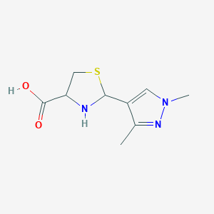 molecular formula C9H13N3O2S B2376639 2-(1,3-dimethyl-1H-pyrazol-4-yl)-1,3-thiazolidine-4-carboxylic acid CAS No. 1040400-45-0