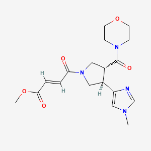 molecular formula C18H24N4O5 B2376681 Methyl (E)-4-[(3R,4R)-3-(1-methylimidazol-4-yl)-4-(morpholine-4-carbonyl)pyrrolidin-1-yl]-4-oxobut-2-enoate CAS No. 2411177-48-3