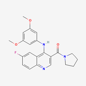 (4-((3,5-Dimethoxyphenyl)amino)-6-fluoroquinolin-3-yl)(pyrrolidin-1-yl)methanone