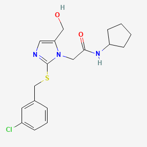 molecular formula C18H22ClN3O2S B2376690 2-(2-((3-chlorobenzyl)thio)-5-(hydroxymethyl)-1H-imidazol-1-yl)-N-cyclopentylacetamide CAS No. 921821-01-4
