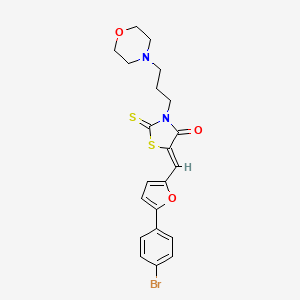 molecular formula C21H21BrN2O3S2 B2376692 (Z)-5-((5-(4-bromophenyl)furan-2-yl)methylene)-3-(3-morpholinopropyl)-2-thioxothiazolidin-4-one CAS No. 676653-28-4