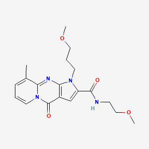 molecular formula C19H24N4O4 B2376694 N-(2-methoxyethyl)-1-(3-methoxypropyl)-9-methyl-4-oxo-1,4-dihydropyrido[1,2-a]pyrrolo[2,3-d]pyrimidine-2-carboxamide CAS No. 896638-69-0