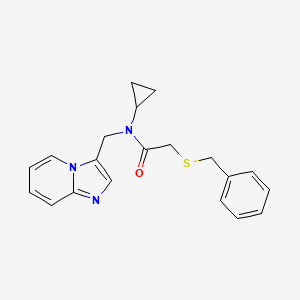 molecular formula C20H21N3OS B2376699 2-(benzylthio)-N-cyclopropyl-N-(imidazo[1,2-a]pyridin-3-ylmethyl)acetamide CAS No. 1448072-33-0