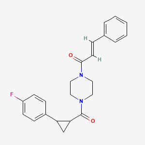 (E)-1-(4-(2-(4-fluorophenyl)cyclopropanecarbonyl)piperazin-1-yl)-3-phenylprop-2-en-1-one