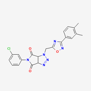 molecular formula C21H17ClN6O3 B2376703 5-(3-chlorophenyl)-1-((3-(3,4-dimethylphenyl)-1,2,4-oxadiazol-5-yl)methyl)-1,6a-dihydropyrrolo[3,4-d][1,2,3]triazole-4,6(3aH,5H)-dione CAS No. 1251612-22-2