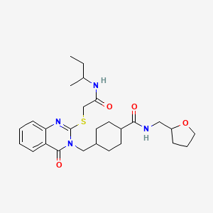 4-((2-((2-(sec-butylamino)-2-oxoethyl)thio)-4-oxoquinazolin-3(4H)-yl)methyl)-N-((tetrahydrofuran-2-yl)methyl)cyclohexanecarboxamide
