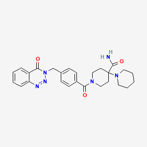 molecular formula C26H30N6O3 B2376716 1-[4-[(4-氧代-1,2,3-苯并三嗪-3-基)甲基]苯甲酰]-4-哌啶-1-基哌啶-4-甲酰胺 CAS No. 440330-66-5