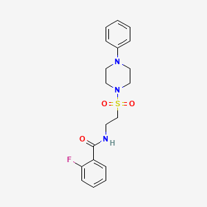 molecular formula C19H22FN3O3S B2376727 2-氟-N-[2-(4-苯基哌嗪-1-基)磺酰乙基]苯甲酰胺 CAS No. 897612-10-1