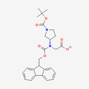 molecular formula C26H30N2O6 B2376728 2-[9H-Fluoren-9-ylmethoxycarbonyl-[(3S)-1-[(2-methylpropan-2-yl)oxycarbonyl]pyrrolidin-3-yl]amino]acetic acid CAS No. 2137065-83-7