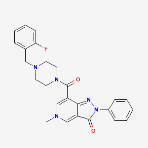 molecular formula C25H24FN5O2 B2376740 7-(4-(2-fluorobenzyl)piperazine-1-carbonyl)-5-methyl-2-phenyl-2H-pyrazolo[4,3-c]pyridin-3(5H)-one CAS No. 1021207-67-9