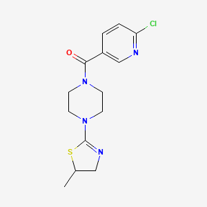 molecular formula C14H17ClN4OS B2376744 (6-Chloropyridin-3-yl)-[4-(5-methyl-4,5-dihydro-1,3-thiazol-2-yl)piperazin-1-yl]methanone CAS No. 1436050-14-4