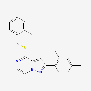 2-(2,4-Dimethylphenyl)-4-[(2-methylbenzyl)thio]pyrazolo[1,5-a]pyrazine