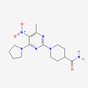 1-(4-Methyl-5-nitro-6-(pyrrolidin-1-yl)pyrimidin-2-yl)piperidine-4-carboxamide