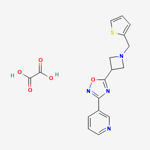 molecular formula C17H16N4O5S B2376769 3-(Pyridin-3-yl)-5-(1-(thiophen-2-ylmethyl)azetidin-3-yl)-1,2,4-oxadiazole oxalate CAS No. 1396717-21-7