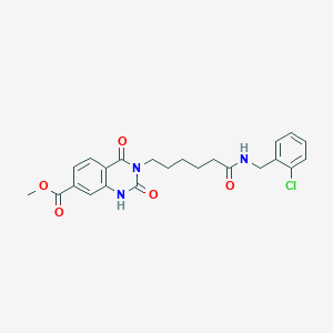 molecular formula C23H24ClN3O5 B2376770 3-[6-[(2-氯苯基)甲基氨基]-6-氧代己基]-2,4-二氧代-1H-喹唑啉-7-甲酸甲酯 CAS No. 896384-67-1