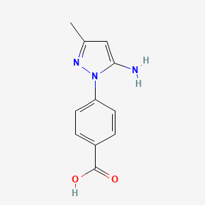 molecular formula C11H11N3O2 B2376771 4-(5-amino-3-methyl-1H-pyrazol-1-yl)benzoic acid CAS No. 303766-96-3; 99844-15-2